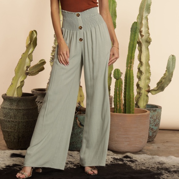 Vici Linen high waist button pants - Picture 6 of 8